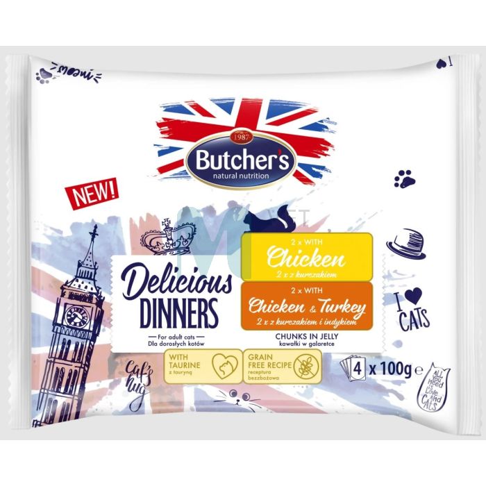 BUTCHERS KASSI EINEKOTIKE DELIC.DINNER ŽELEES KANA/KALKUN MULTI. N4