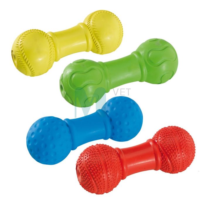 FERPLAST KOERA MÄNGUASI HANTEL KUMMIST 4X10,5CM VÄRVIV.
