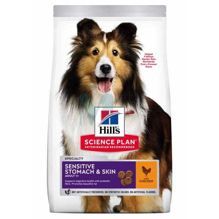 HILLS KOERA TÄISSÖÖT SENSIT.STOMACH/SKIN KESK.TÕUG KANA 14KG