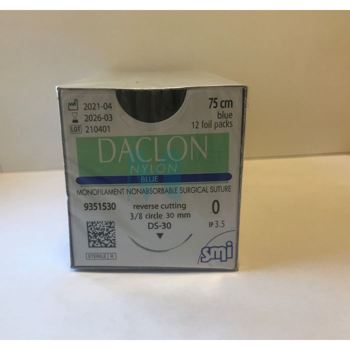 SMI ÕMBLUSMATERJAL DACLON NYLON 0 LÕIKAV NÕEL 3/8 30MM/75CM N12