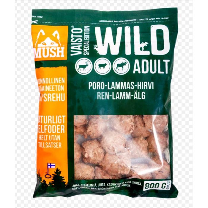 MUSH VAISTO KOERA TÄISSÖÖT TOORTOIT PÕDER/LAMMAS/HIRV 800G