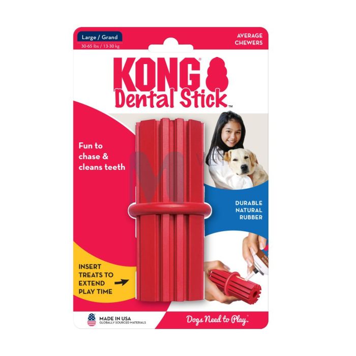 KONG DENTAL STICK KOERA MÄNGUASI KUMMIST L PUNANE #