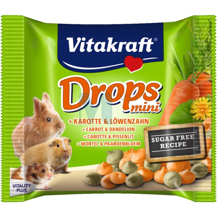 VITAKRAFT VÄIKELOOMA MAIUS DROPS MINI PORGAND&VÕILILL 40G