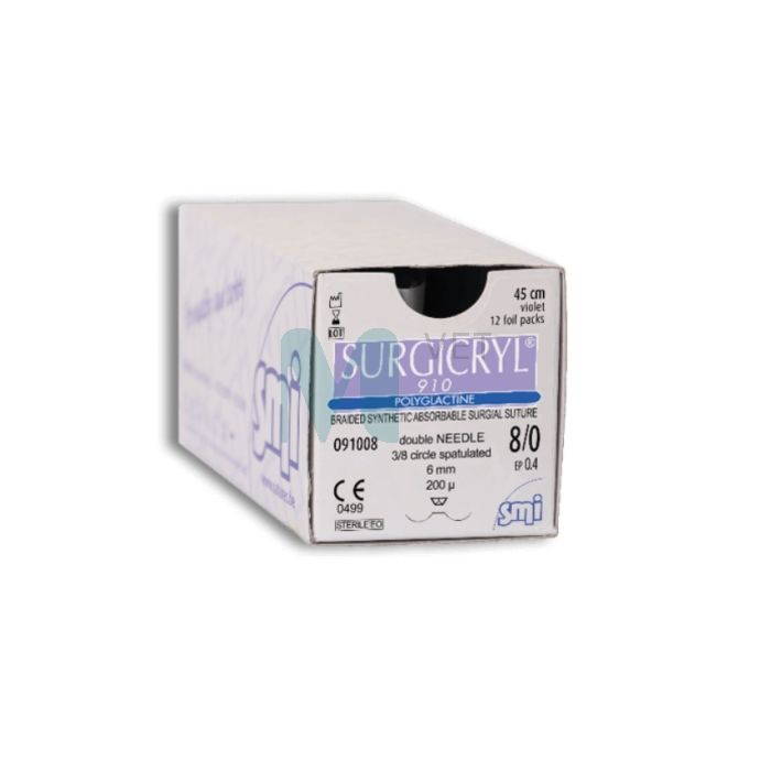 SMI ÕMBLUSMATERJAL SURGICRYL PGA 3/0 LÕIKAV NÕEL3/8 19MM/75C
