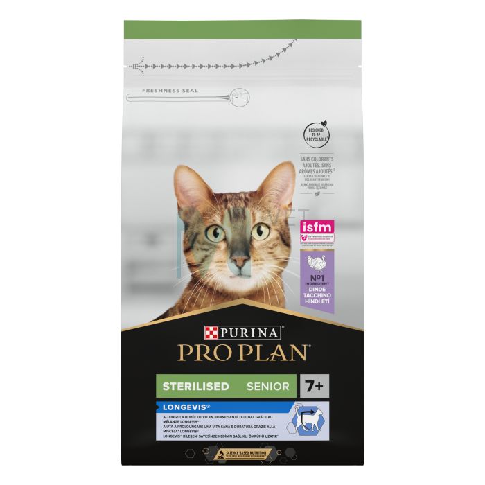PRO PLAN KASSI TÄISSÖÖT STERIL 7+ LONGEVIS KALKUN 1,5KG