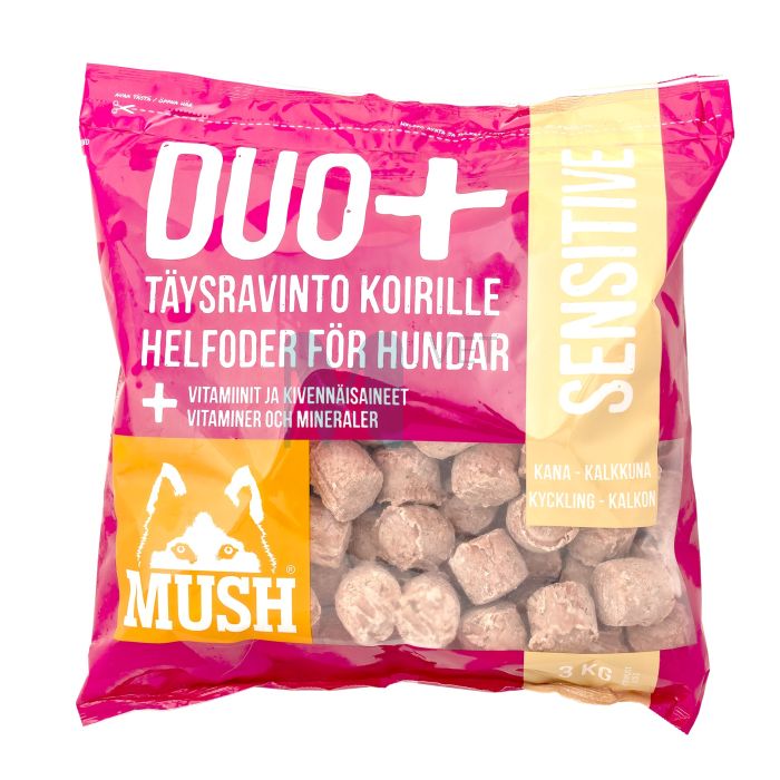 MUSH DUO+ SENSITIVE KOERA TÄISSÖÖT KANA/KALKUN 1KG