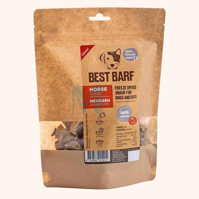 BEST BARF KÜLMKUIVATATUD MAIUS HOBUSELIHA LÕIGUD 100G #