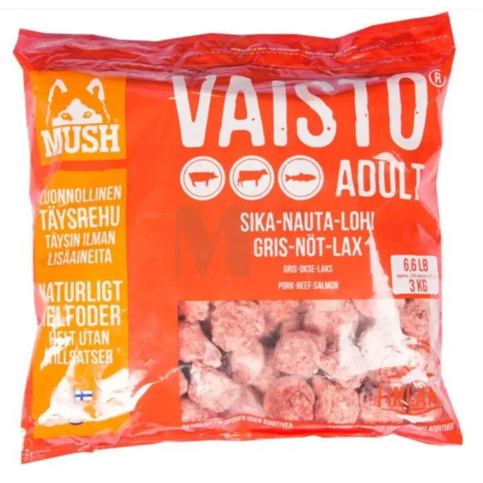 MUSH VAISTO KOERA TÄISSÖÖT TOORTOIT SIGA/VEIS/LÕHE 3KG - Tootepilt 1