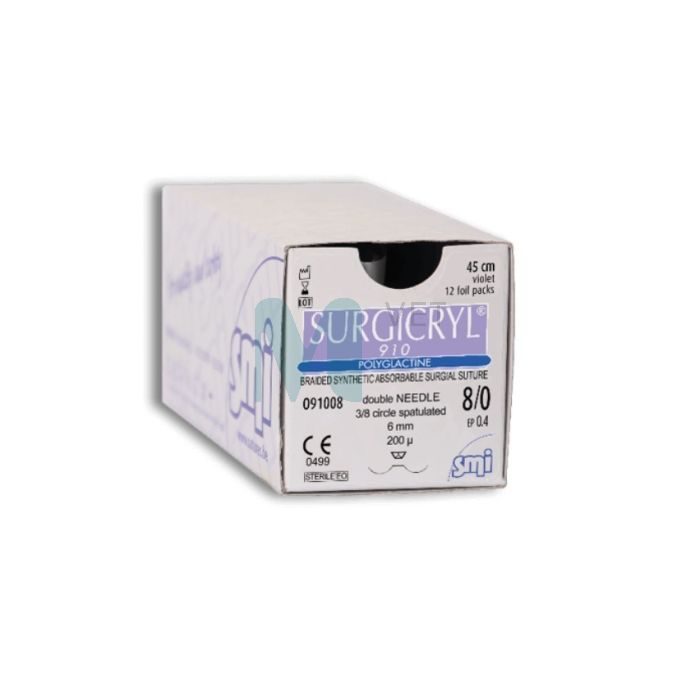 SMI ÕMBLUSMATERJAL SURGICRYL 910 4/0 ÜMAR NÕEL 3/8 24MM /75C
