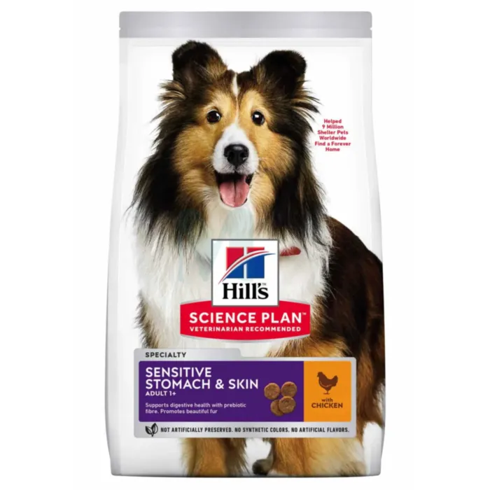 HILLS KOERA TÄISSÖÖT SENSIT.STOMACH/SKIN KESK.TÕUG KANA 2,5KG - Tootepilt 1