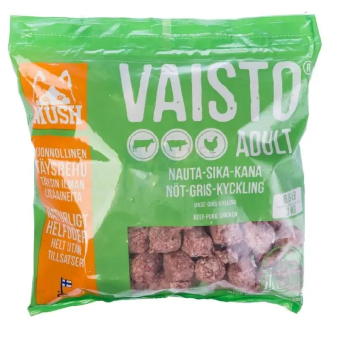 MUSH VAISTO KOERA TÄISSÖÖT TOORTOIT VEIS/SIGA/KANA 3KG - Tootepilt 1