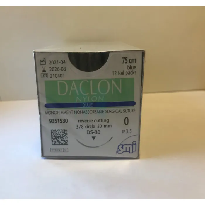 SMI ÕMBLUSMATERJAL DACLON NYLON 0 LÕIKAV NÕEL 3/8 30MM/75CM N12 - Tootepilt 1