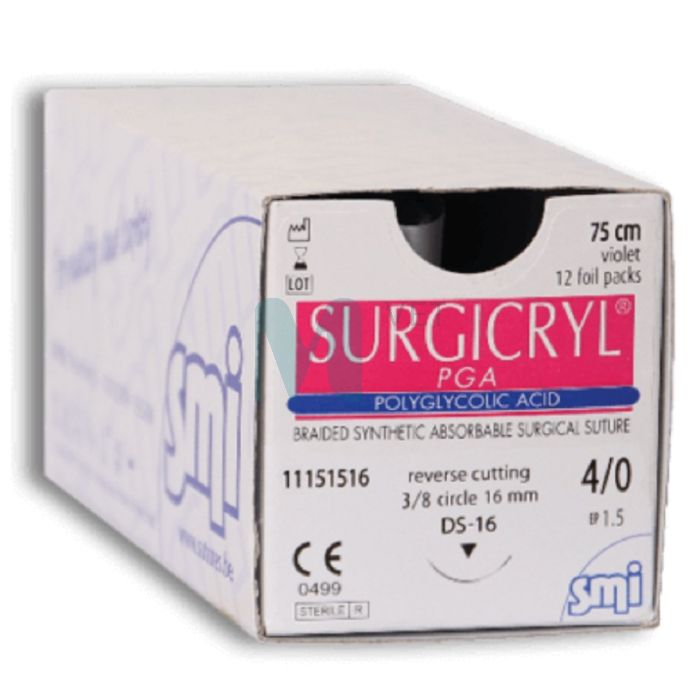SMI ÕMBLUSMATERJAL SURGICRYL PGA 2/0 HR26 1/2 NÕEL 75CM N12