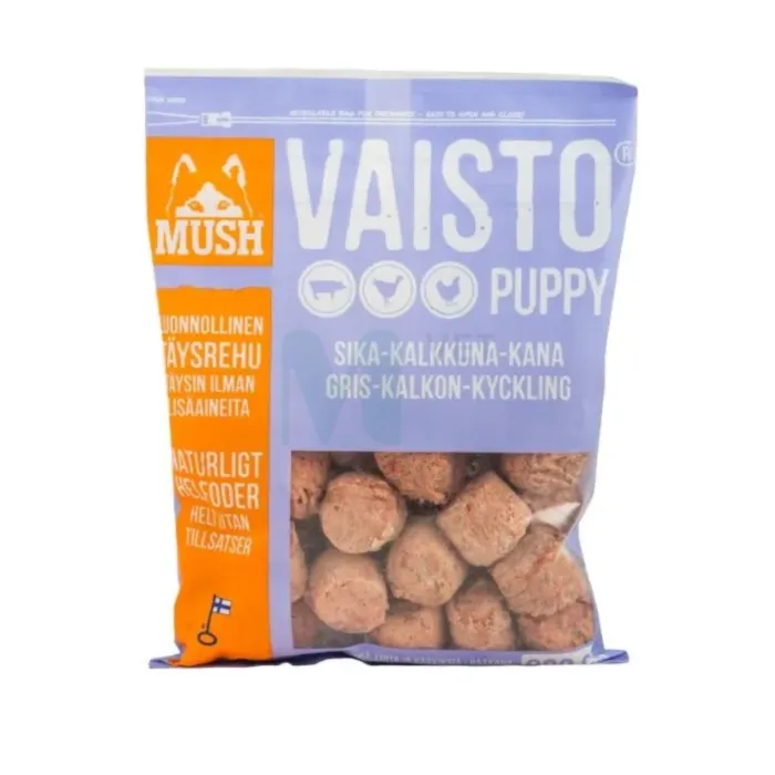 MUSH VAISTO KUTSIKA TÄISSÖÖT TOORTOIT SIGA/KALKUN/KANA 800G - Tootepilt 1