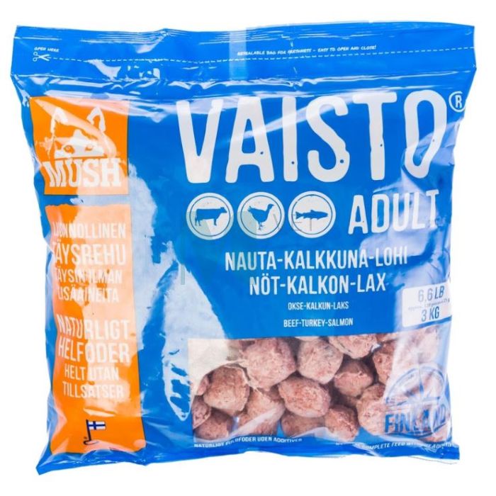 MUSH VAISTO KOERA TÄISSÖÖT TOORTOIT VEIS/KALKUN/LÕHE 3KG