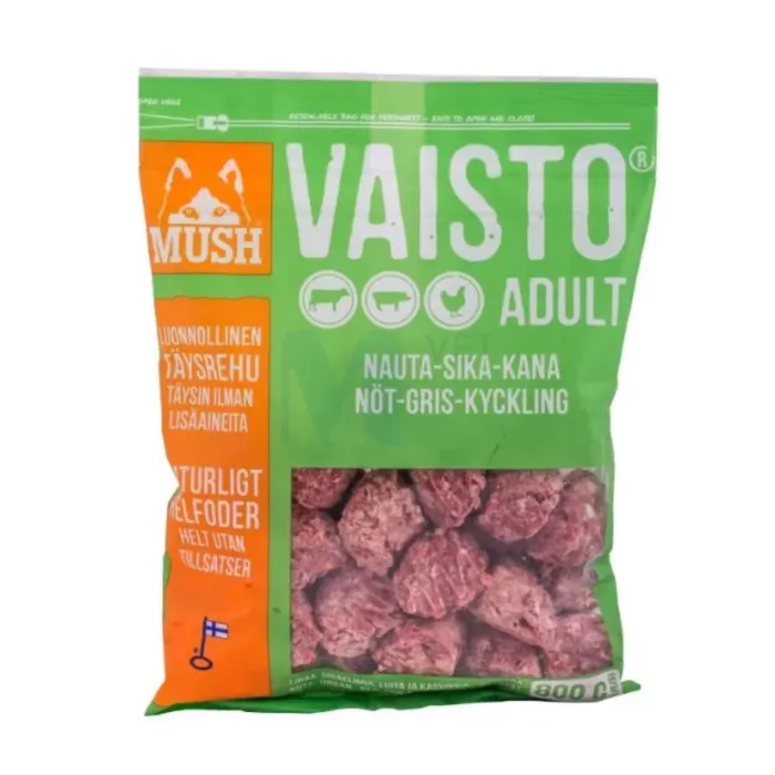 MUSH VAISTO KOERA TÄISSÖÖT TOORTOIT VEIS/SIGA/KANA 800G - Tootepilt 1