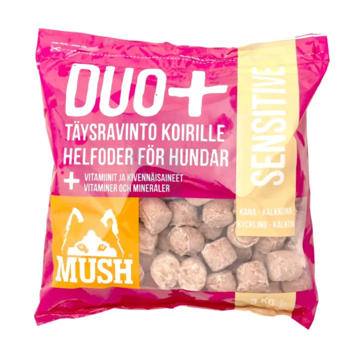 MUSH DUO+ SENSITIVE KOERA TÄISSÖÖT KANA/KALKUN 1KG - Tootepilt 1